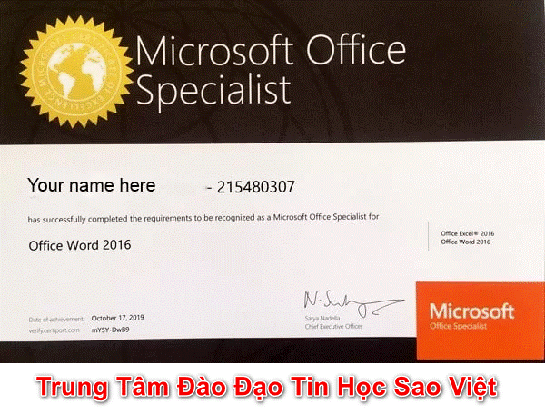 Khóa Học Tin Học Văn Phòng MOS Word Quốc Tế   Trung Tâm Đào Tạo Sao Việt